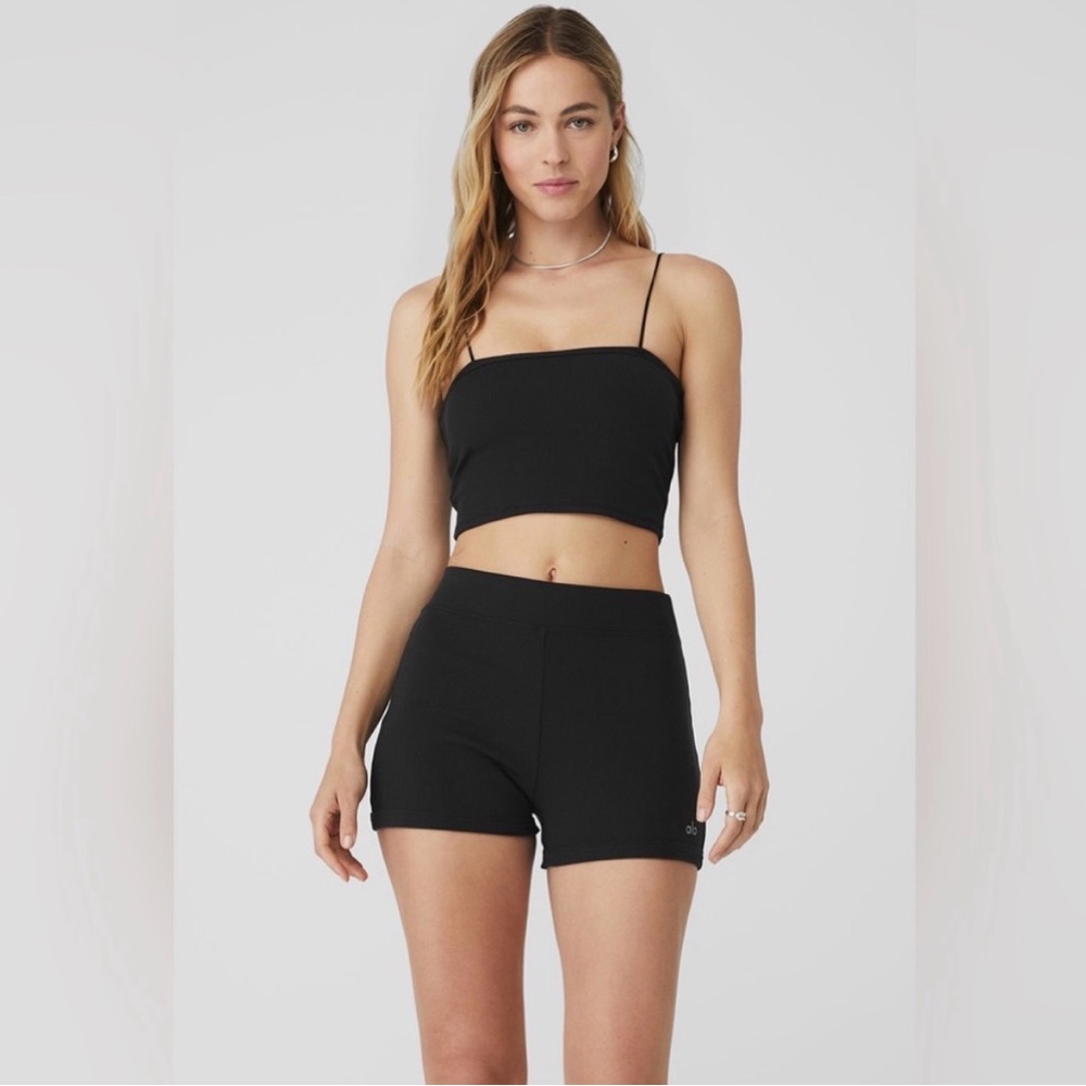 ALO Yoga Goddess Ribbed Bandeau Top Black